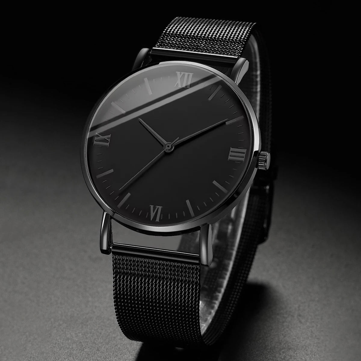 2 peças relógio masculino moda Roma relógios de quartzo pulseira de malha de aço conjunto de pulseira Qme