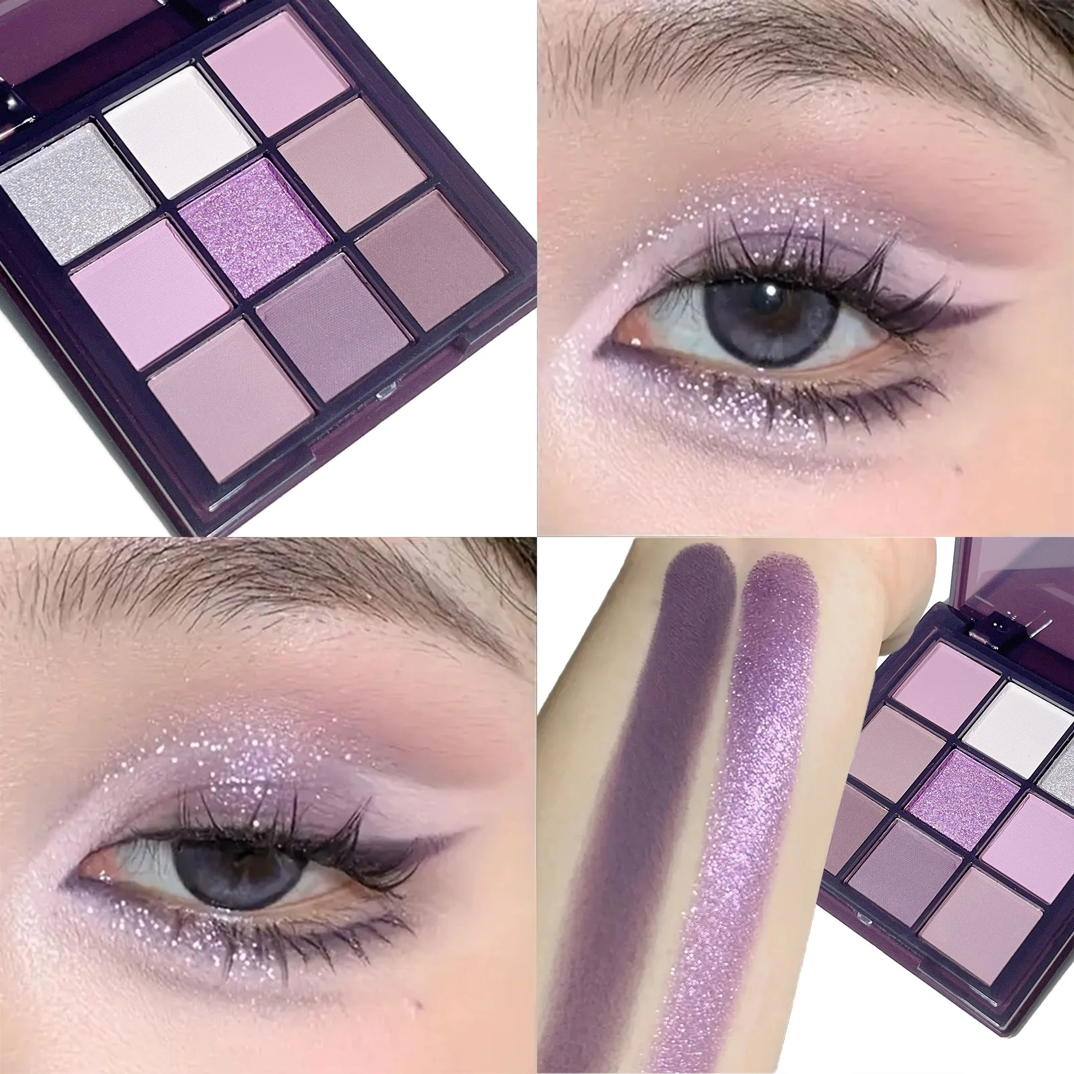 Purple Eyeshadow Palette -9 natural and shimmery finish colors for a long-lasting smoky eye makeup Qme