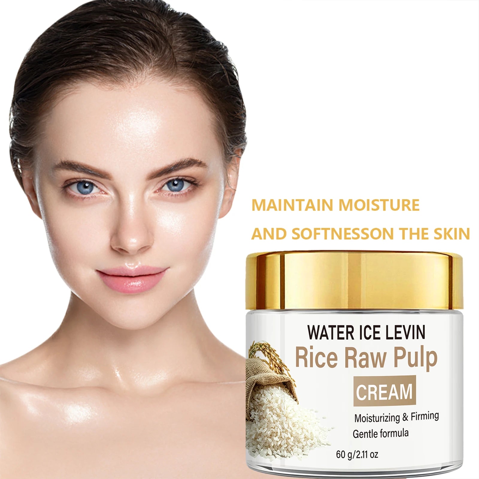 Collagen & Hyaluronic Acid Rice Cream, Moisturizing & Firming Daily Facial Care Qme