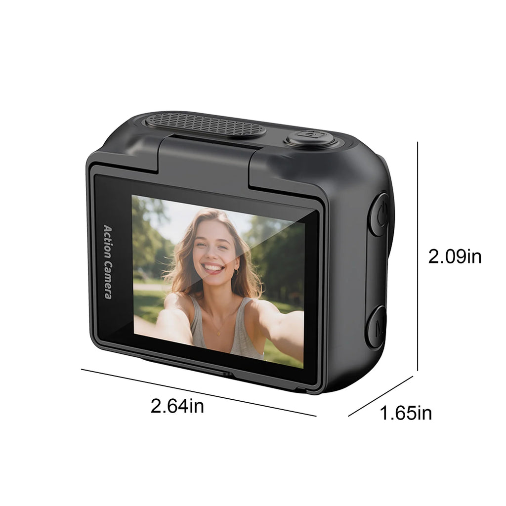 Compact Panoramic Action Camera Anti-Shake Portable Outdoor Travel Camera With Magnetic Neck Strap for Vlog Recording & Selfie Qme