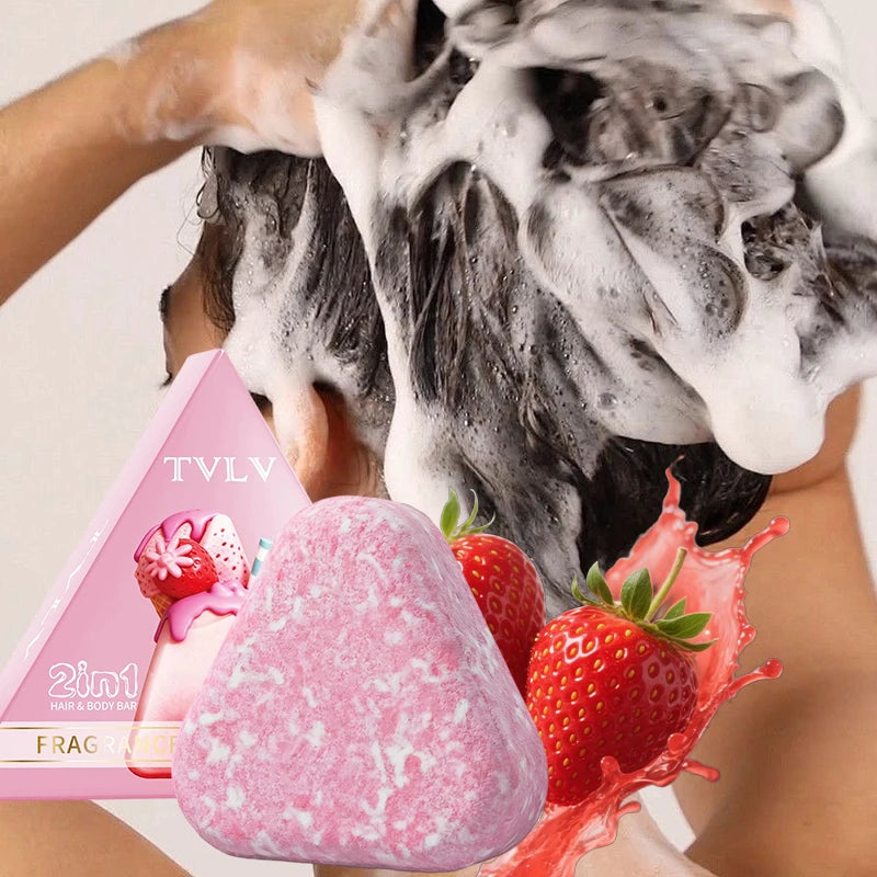 2-in-1 Fragrance Soap Shampoo Body Wash Bar Natural Mild Cleansing Qme