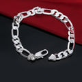 925 Sterling silver Classic 8MM flat chain men's Bracelets Wedding party Wild Christmas Gift fashion Jewelry Qme 20cm 8inches