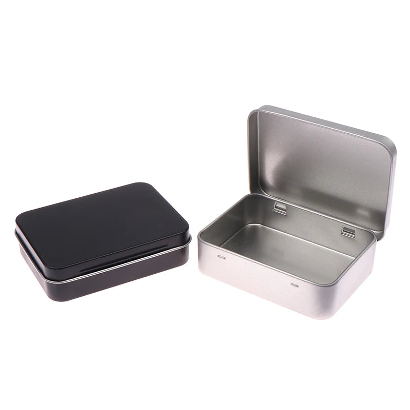 Empty Hinged Lid Small Storage Box Frosted Household Iron Metal Tin Qme