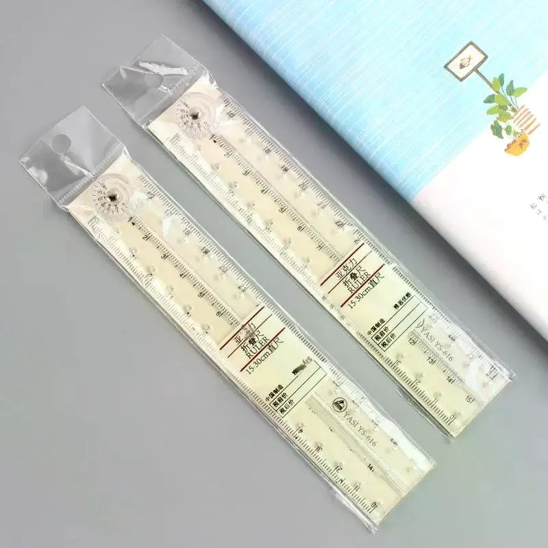 1 2 Acrylic Transparent Folding Ruler Simple Drawing Measuring Rulers Qme