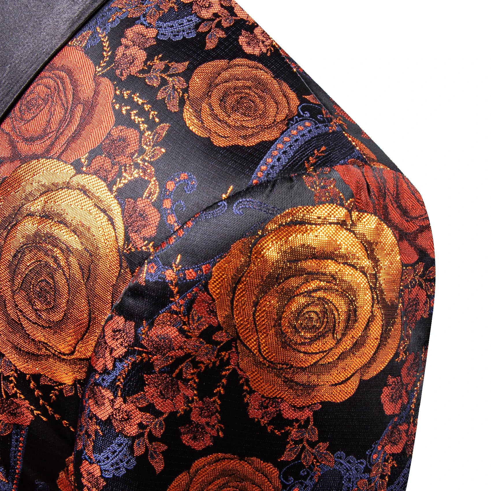 Vintage Men Floral Rose Shawl Lapel Blazer Luxury Jacquard Tuxedo Jacket Formal Suit Coat for Wedding Prom Groom Party Nightclub Qme