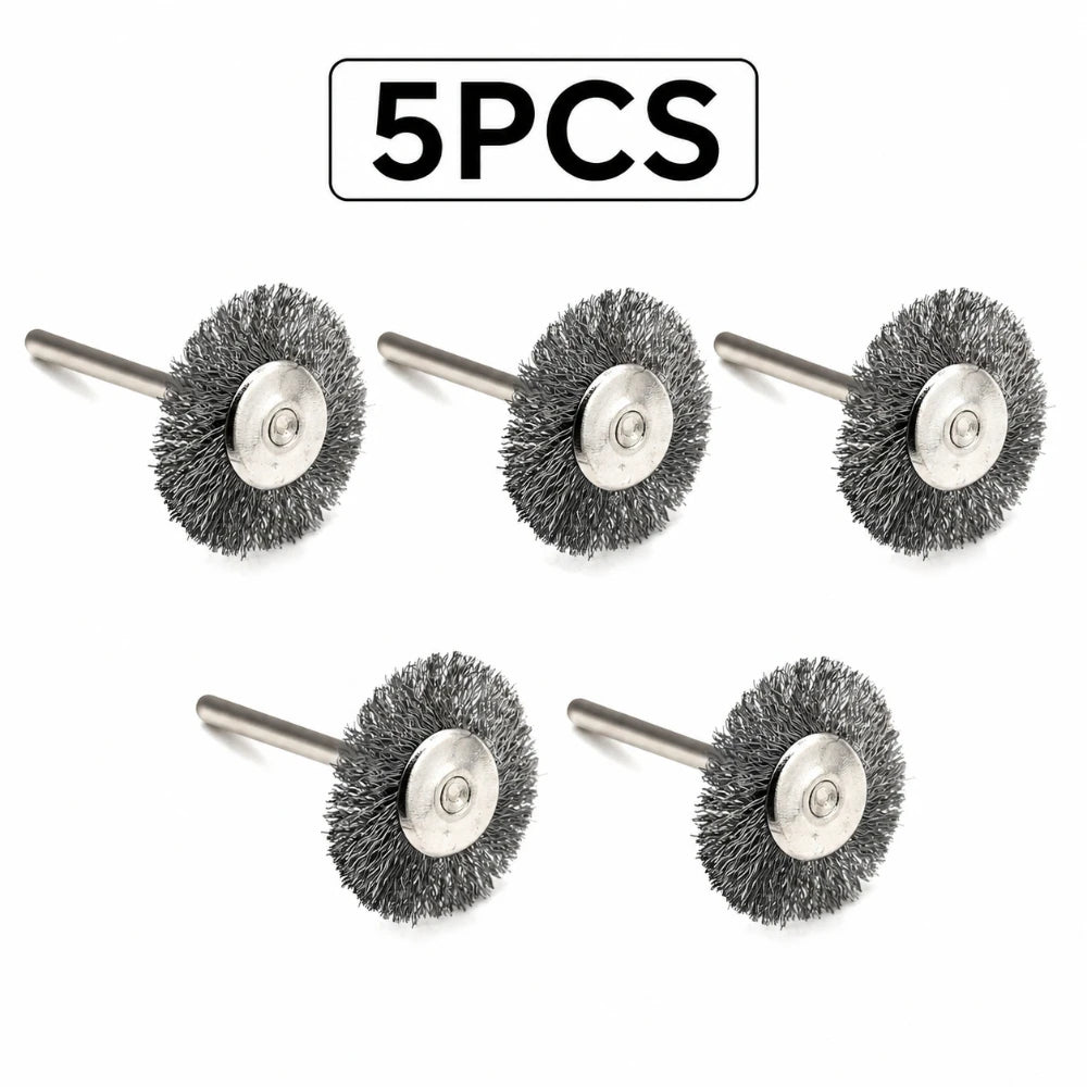 Rotary Drill Cleaning Tool 3/5Pcs Mini Steel Wire Brush Disc Rust Removal Polishing Wheel For DIY Metal Handicraft Care Qme Type A - Flat 5pcs
