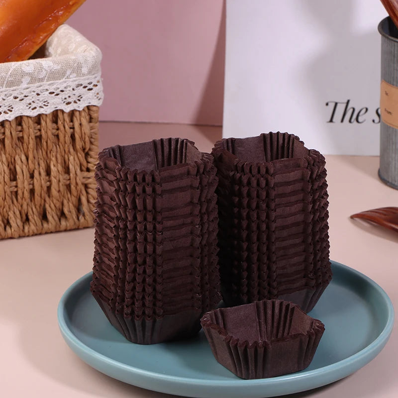 1000Pcs Square Cupcake Liners Muffin Baking Cups Pan Liners Paper Oven Microwave Safe For Wedding Birthday Party Supplies Qme Brown