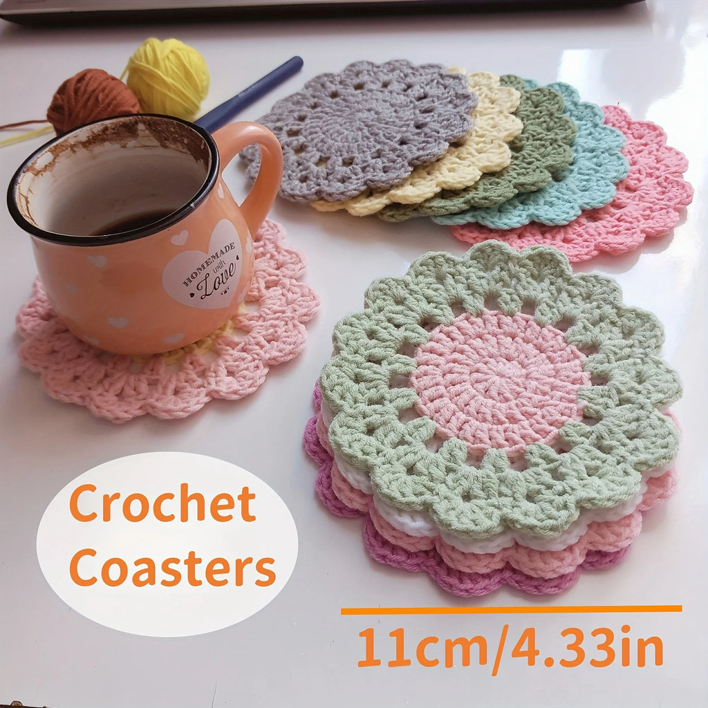 1/2pcs Crochet Coasters, Flower Coasters, Home Decor, Table Protection Qme