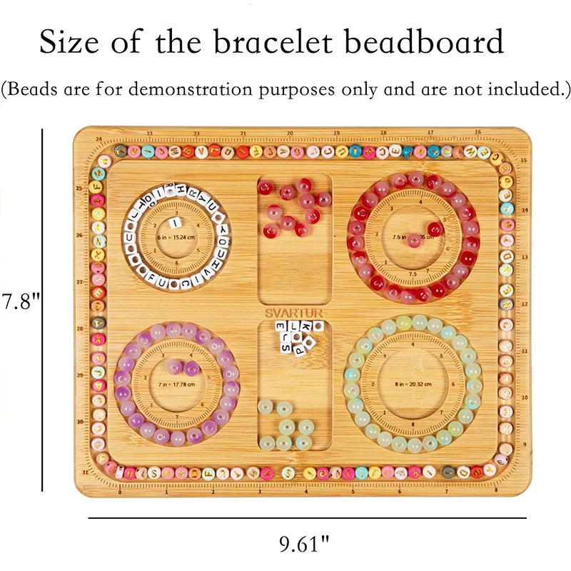Bamboo Beading Board Imperial Measurements Marked Bracelet Sizer Jewelry Design Mat for Jewelry Bracelet Making DIY Craft Qme 2