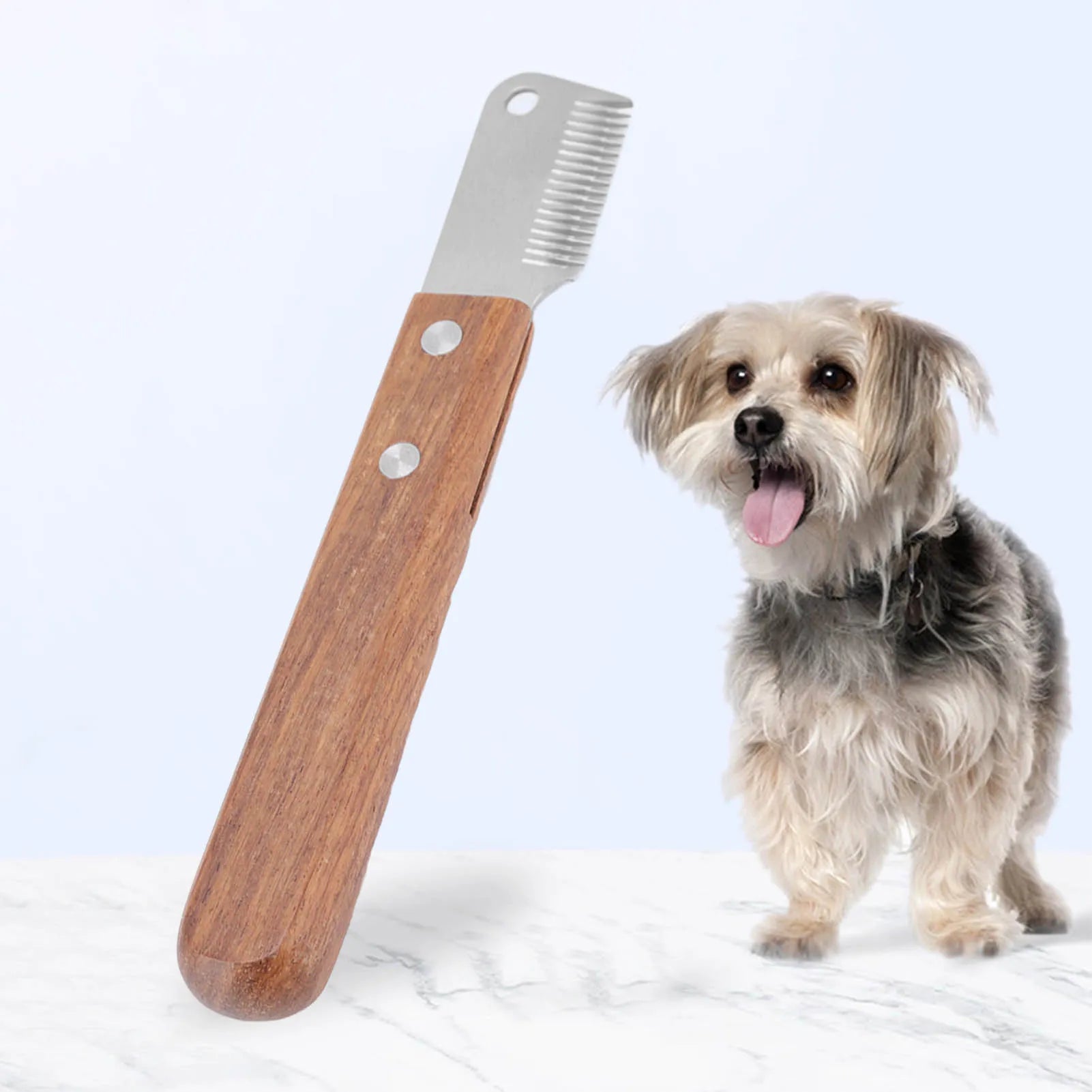 Wood Handle Dog Grooming Deshedding Comb Stainless Steel Pet Dematting Rake Brush Knot Remover Tool Reduce Shedding for Dogs Cat Qme