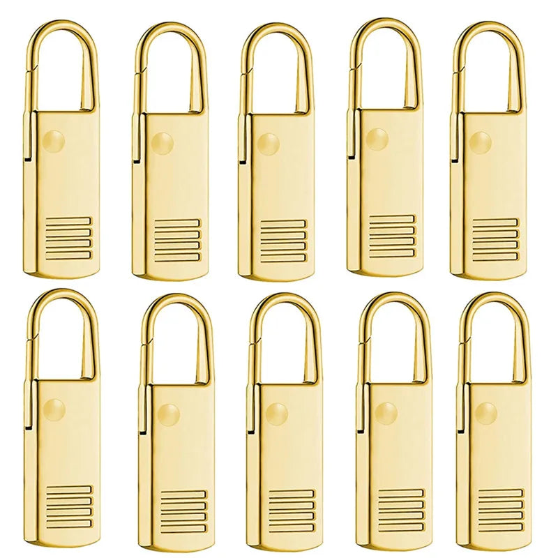 Zipper Slider Puller Instant Zipper Repair Kit Replacement For Broken Buckle Travel Bag Suitcase Zipper Head DIY Sewing Craft Qme 10PCS Gold