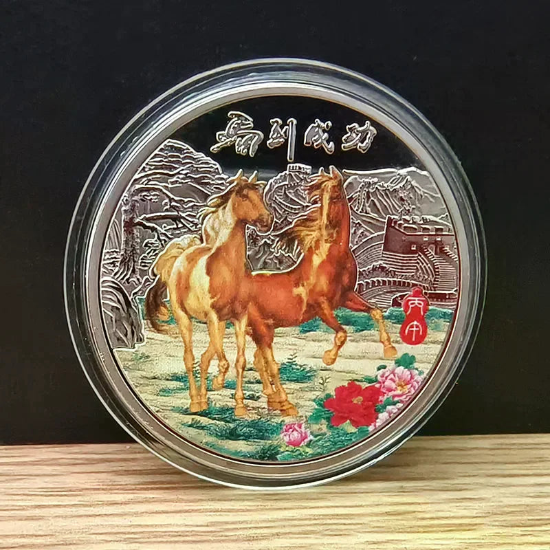 3/1Pcs Chinese Zodiac Horse Souvenir Coins Lucky Animal Horse 40mm Collectible Coins Metal Collection 2026 New Year Event Gift Qme