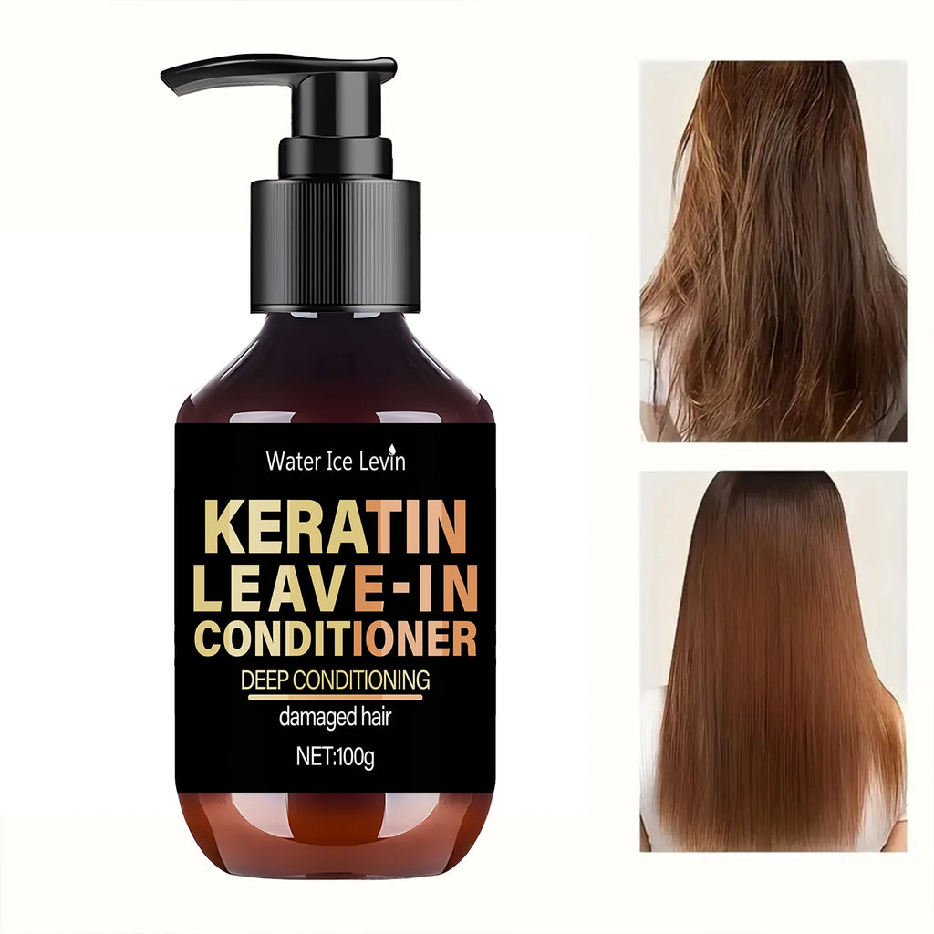 Keratin Leave-In Conditioner with Biotin & Collagen - Repairs Damaged Hair for Deep Moisture, Softness & Shine, Hair Treatment. Qme