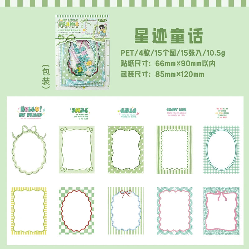 15/60 Sheets Japanese Kawaii Girl Stickers Pack DIY Aesthetic Decorative for Scrapbooking Mobile Phone Case Tablet Stationery Qme D4