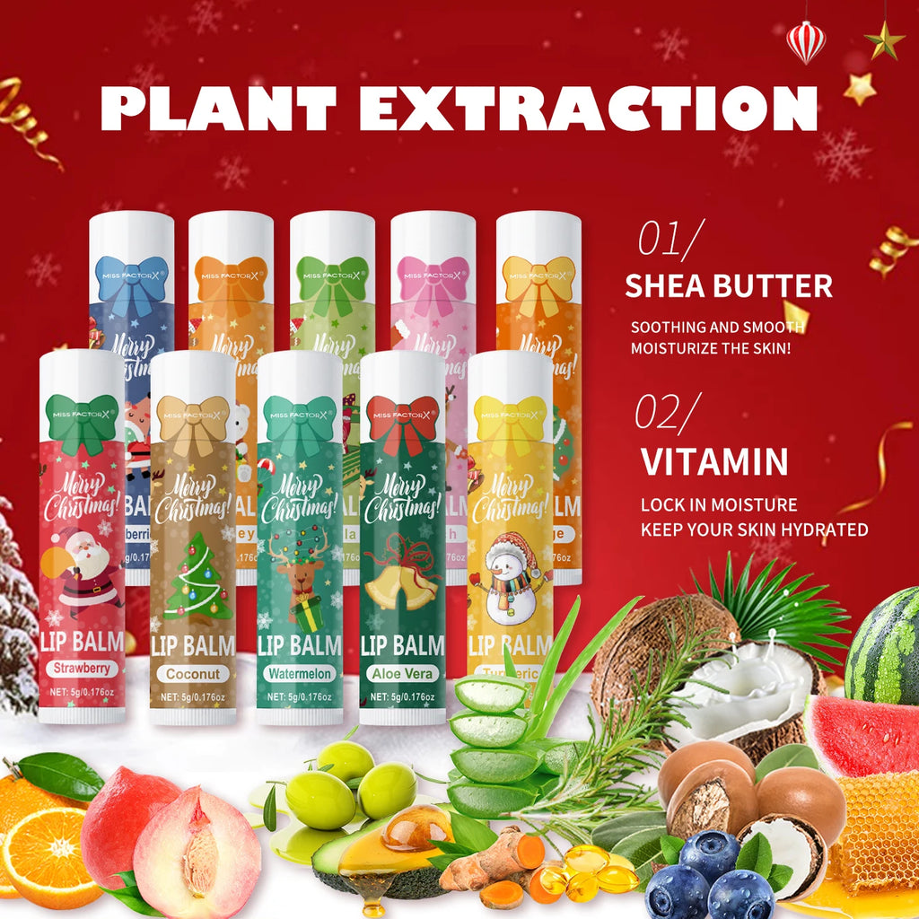 90 pieces/box 10 scented lipstick set Christmas set Moisturizing lips deep moisturizing Christmas gift Qme