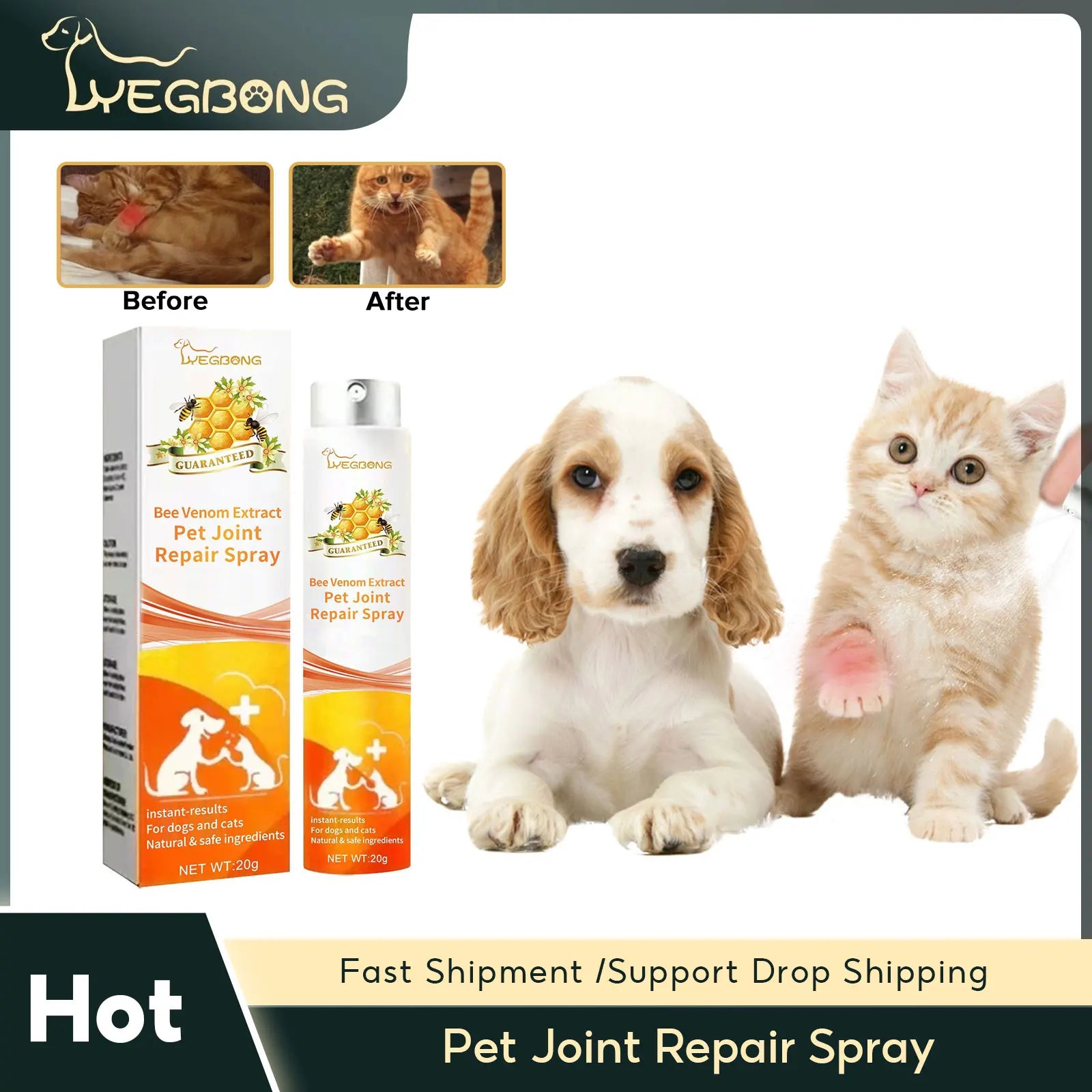 Pet Joint Repair Spray Dog Cat Bone Deformity Osteoarthritis Healing Multifunctional Joint Care Liquid Pet Bone Care Supplies Qme Default Title