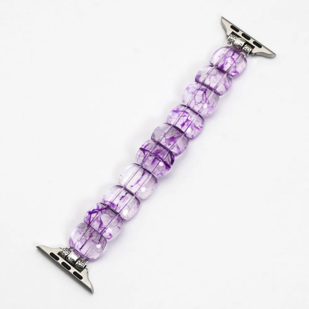 Luxe Vibe Artificial Crystal Bracelet Strap Ladies and Girls Gift for Apple Watch Series 42mm(S10) Fashion Elastic Band Qme Purple 42mm(S10) Wrist 135-145mm
