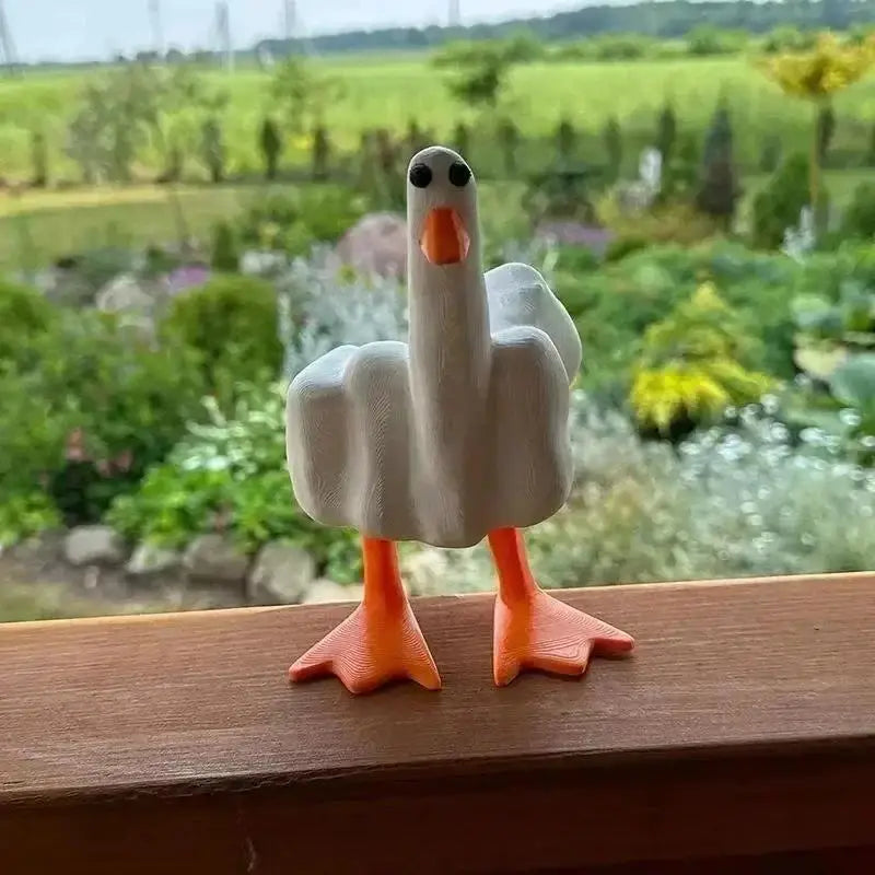 Funny Creative Duck Middle Finger Animal Gift Resin Craft Home Decoration Statue Garden Courtyard and Micro Landscape Figurines Qme