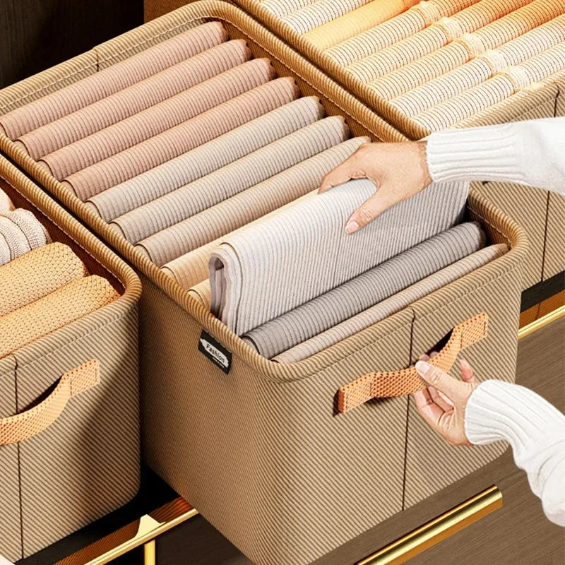 Thicken Fabric Clothes Organizer Storage Box for Sweaters Pants Jeans Drawer Wardrobe Multipurpose Foldable Home Storage Lockers Qme