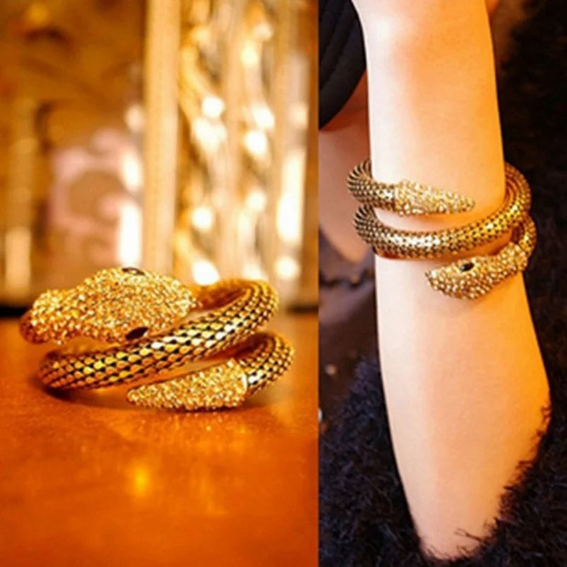 Y2k Creative Punk Snake Bangle Retro Club Snake Spiral Bracelet Upper Arm Cuff Armlet Armband Gothic Bangle Jewelry Gifts Girl Qme
