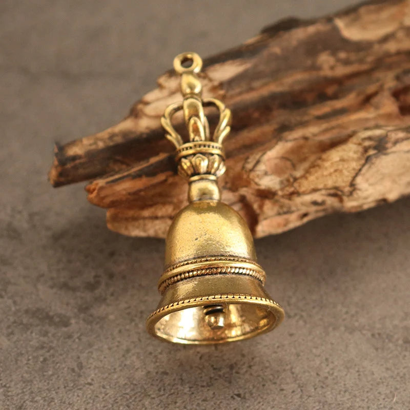 Home Decoration Craft Vintage Brass Bell Charm Pendant DIY Keychain Qme