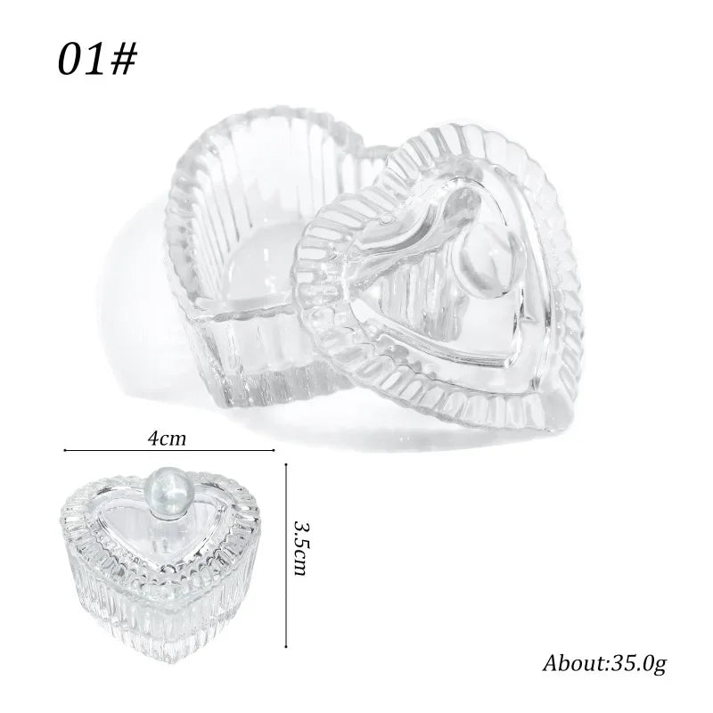 Acrylic Powder Liquid Crystal Glass Cup Aurora Colorful Cup Nail Brush Washing Mug Nail Art Tools Liquid Powders for Mixing Bowl Qme Transparent love 01