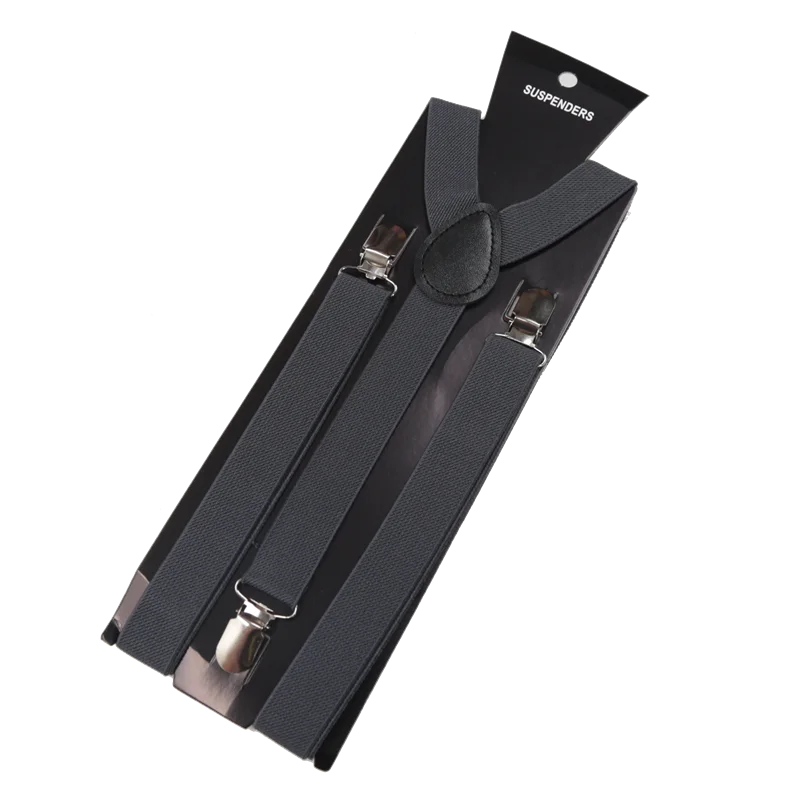 Unisex Elastic Leather Suspenders Braces Men Women Gift Black Blue Red Adjustable Straps for Wedding Suit Skirt Accessories Qme Dark Grey China Mainland