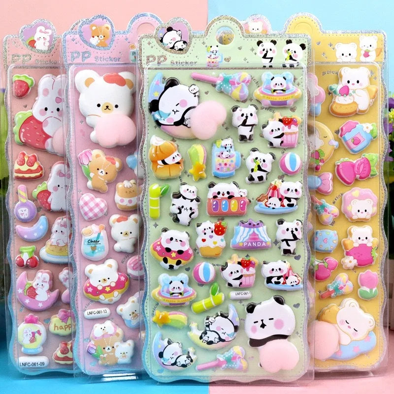 1 Sheet 3D Cute Animal Butt Stickers, Stress Relief Puffy Squishy Sticker for DIY Scrapbook Guitar Phone Case Laptop Decal Qme