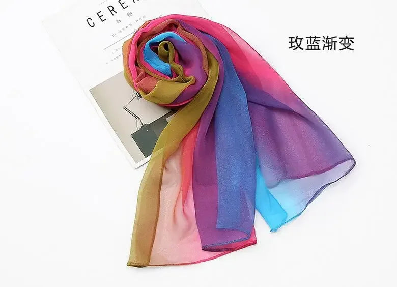 160*50cm Gradient Fashion Chiffon Scarf Women's Long Wraps and Shawls Lady Spring Autumn Scarves Bandana Hijab Stoles Qme Cl