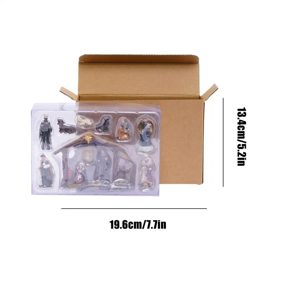 Nativity Figurines Resin Manger Decoration Resin Christmas Manger Nativity Figurine Set For Bookshelf Home Dining Table Mantle Qme 12pcs China Mainland