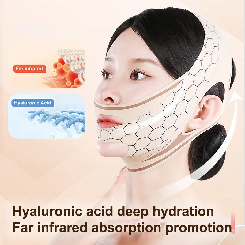 V-shaped Chin Cheek Lifting Mask Elastic Polyester Face Band Slimming Qme
