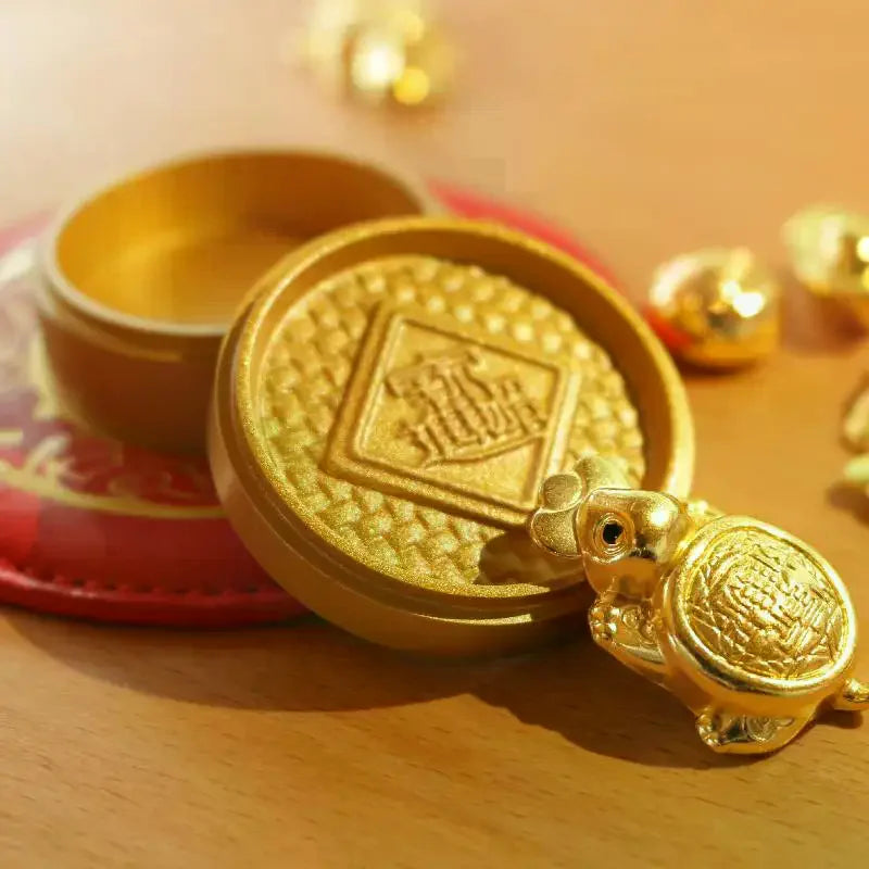 Chinese Feng Shui Golden Steamer Ornament And Lucky Golden Turtle, Bun, Perfect For Home Office Tabletop Good Luck Gift Qme