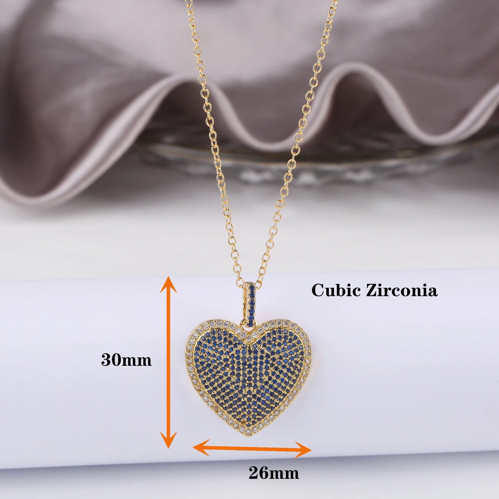 Fashion Luxury Heart Shape Cubic Zirconia Pendant Necklace Elegant for Woman Girl Party Wedding Jewellery Valentine's Day Gift Qme