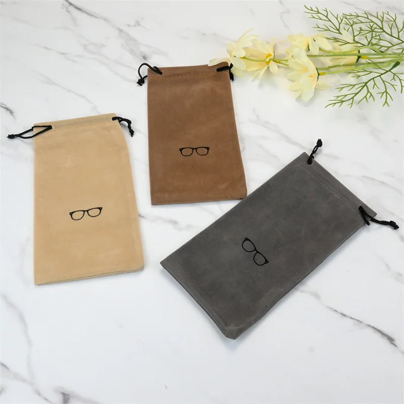 Fashion Portable Glasses Case Eyewear Accessories Soft Eyeglasses Bag Sunglasses Bags Solid Color Drawstring Pouch Bags Qme