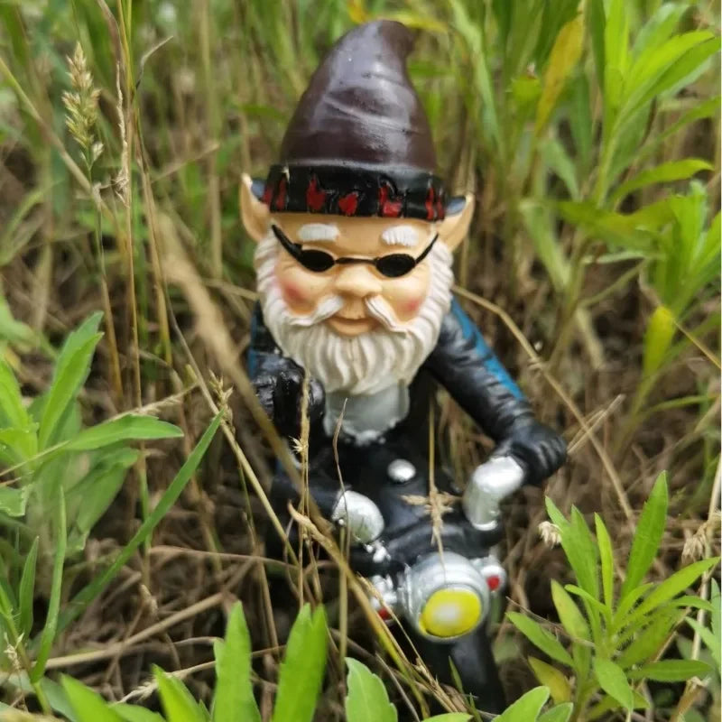 Gnome Dwarf Resin Home Garden Decoration Crafts Ornaments Biker Old Qme