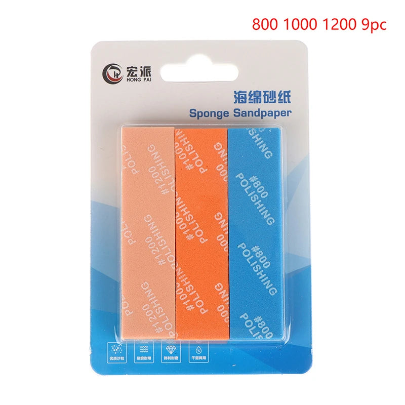 9Pcs MS-E400-2000 Semi-rigid Sanding Sticks For Model Making Tools Plastic Model Polishing Rod Hobby DIY Craft Qme 800 1000 1200 9pc