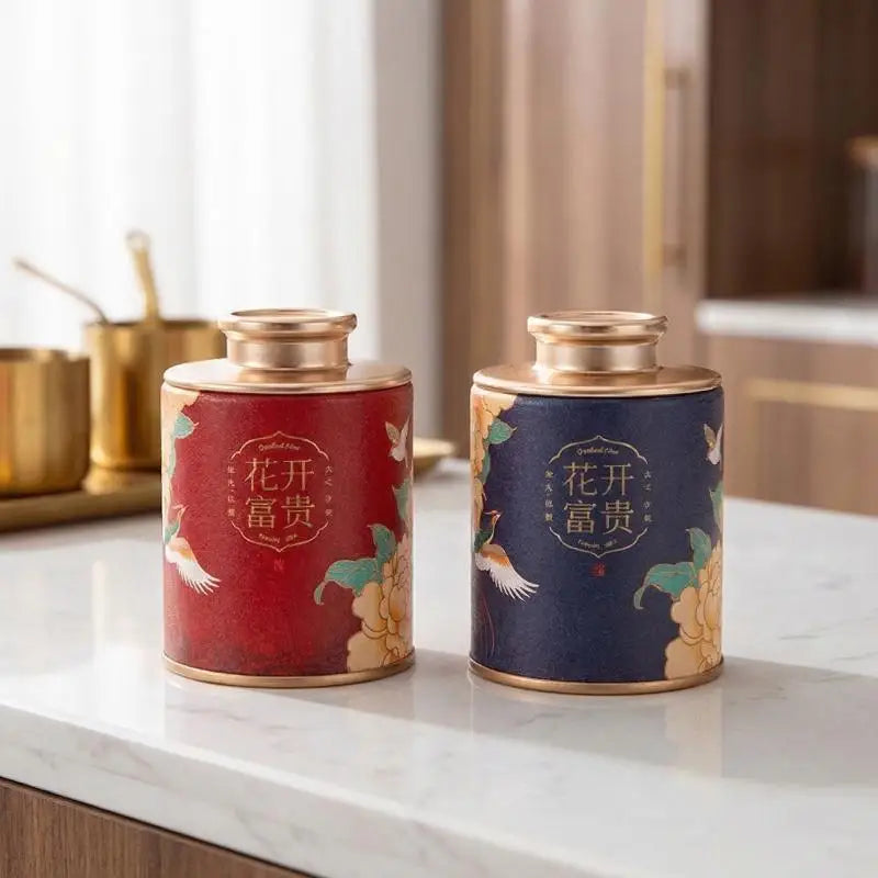Portable Home Exquisite Small Tea Paper Packaging Cans Mini Empty Tin Qme