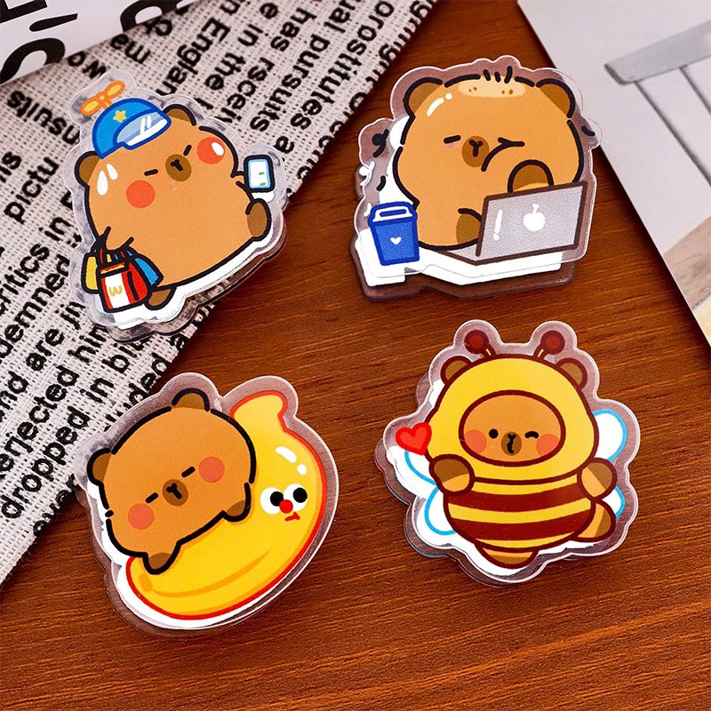Memo Clip Test Paper Folder Multifunctional Cute Capybara Pp Profile Qme 4PCS