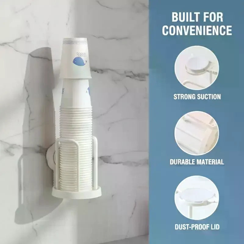 Household Disposable Paper Cup Holder Suction Wall Mount Desktop Qme