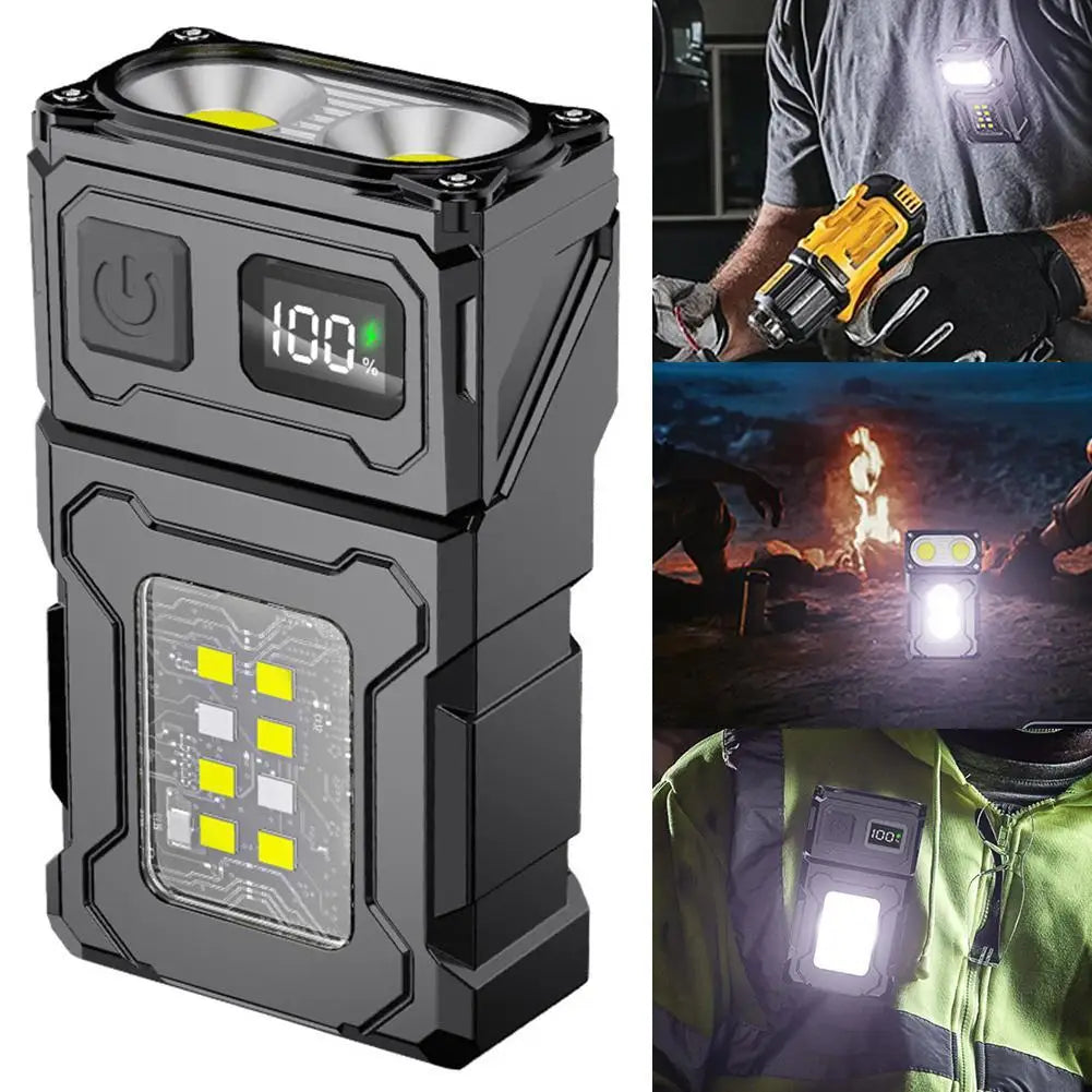 Rechargeable Work Light COB Flashlight 1200mAh Magnetic 180 Rotate Qme