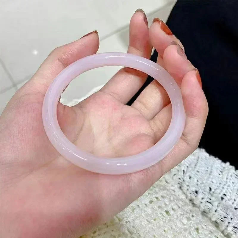 Beautiful Guifei Round Strip Thick Glass Anti Jade Ice Penetrating Bangle Bracelet Ancient Palace Hanfu Jewelry Accessories Qme Pink 58-62mm