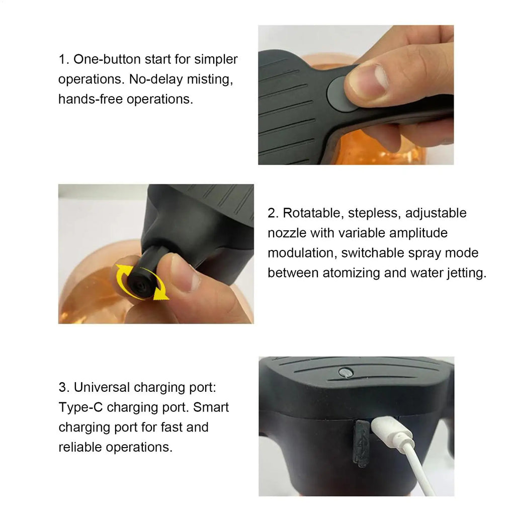 Electric Mister Bottle Plants Watering Bottle Electric Sprayer 3000ml Gardening Irrigation House Cleaning Tool For Porch Qme
