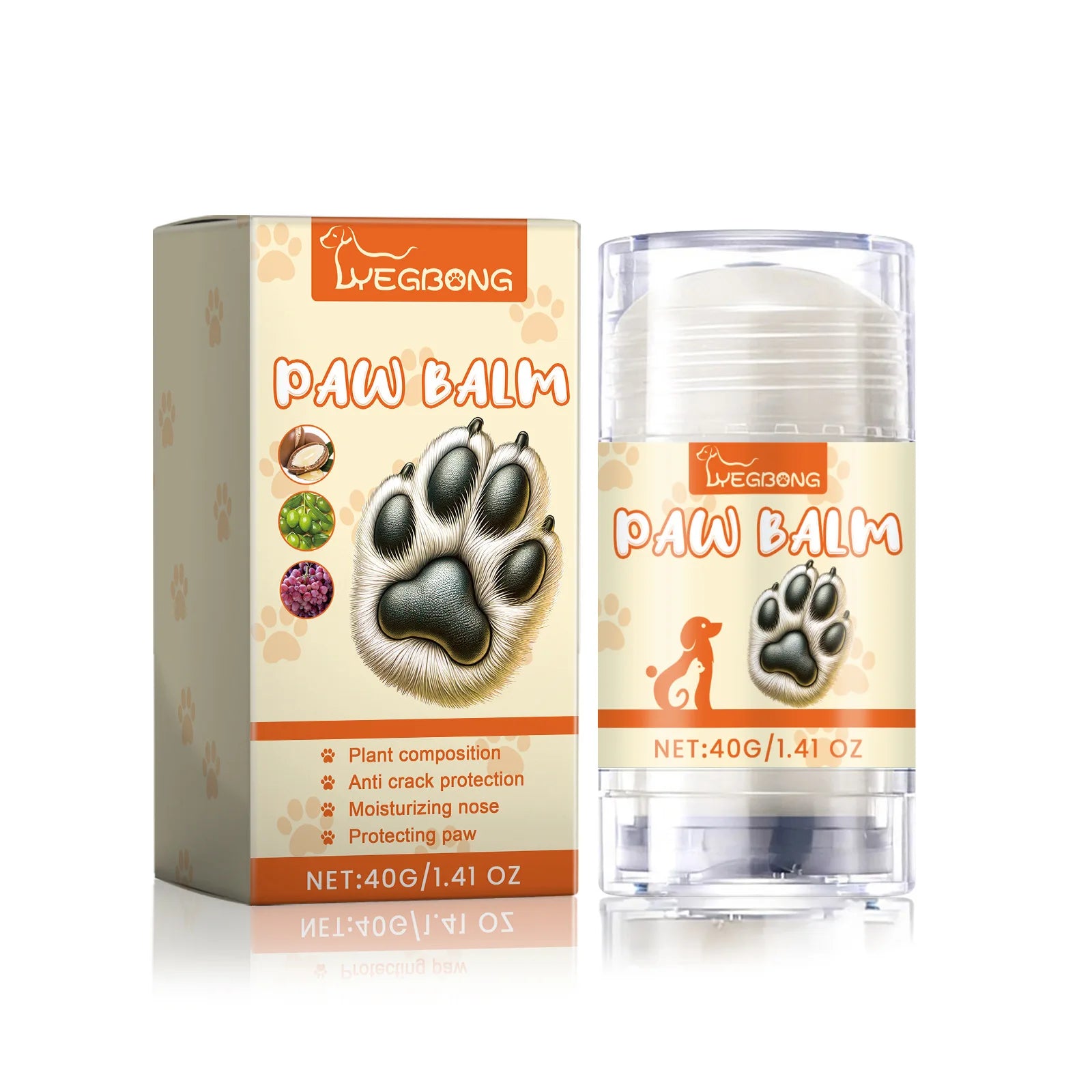 Pet Paw Balm Noses Paws Moisturizer Repair Dry Cracked Cat Foot Care Protector Lick Safe Repair Dry Cracked Dog Care Supplies Qme 40g Boxed
