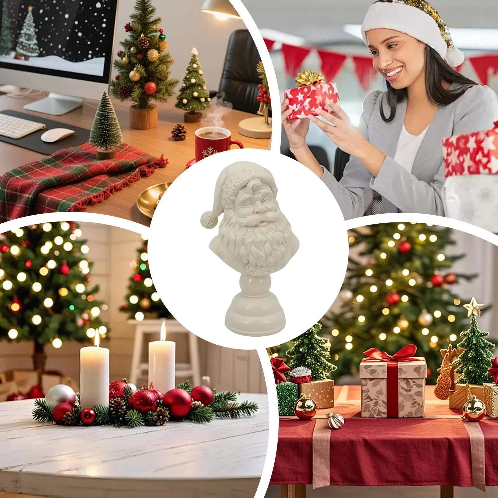 Christmas Figurines Resin Crafts Sculpture Statue Home Dorm Bedroom Qme