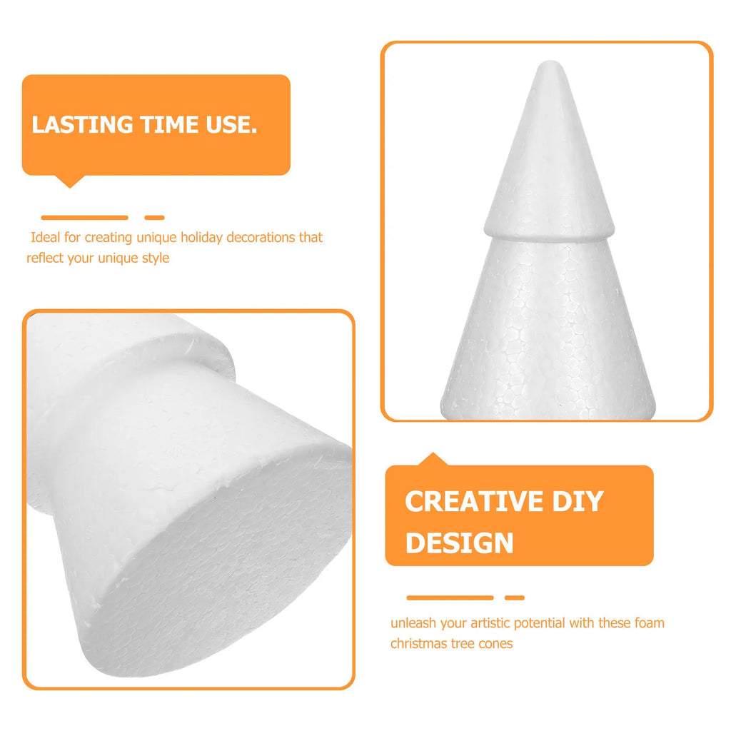 6Pcs Polystyrene Christmas Tree Foam Cones White DIY Craft Decoration High Density Lightweight Shape Retention Holiday Arts Qme