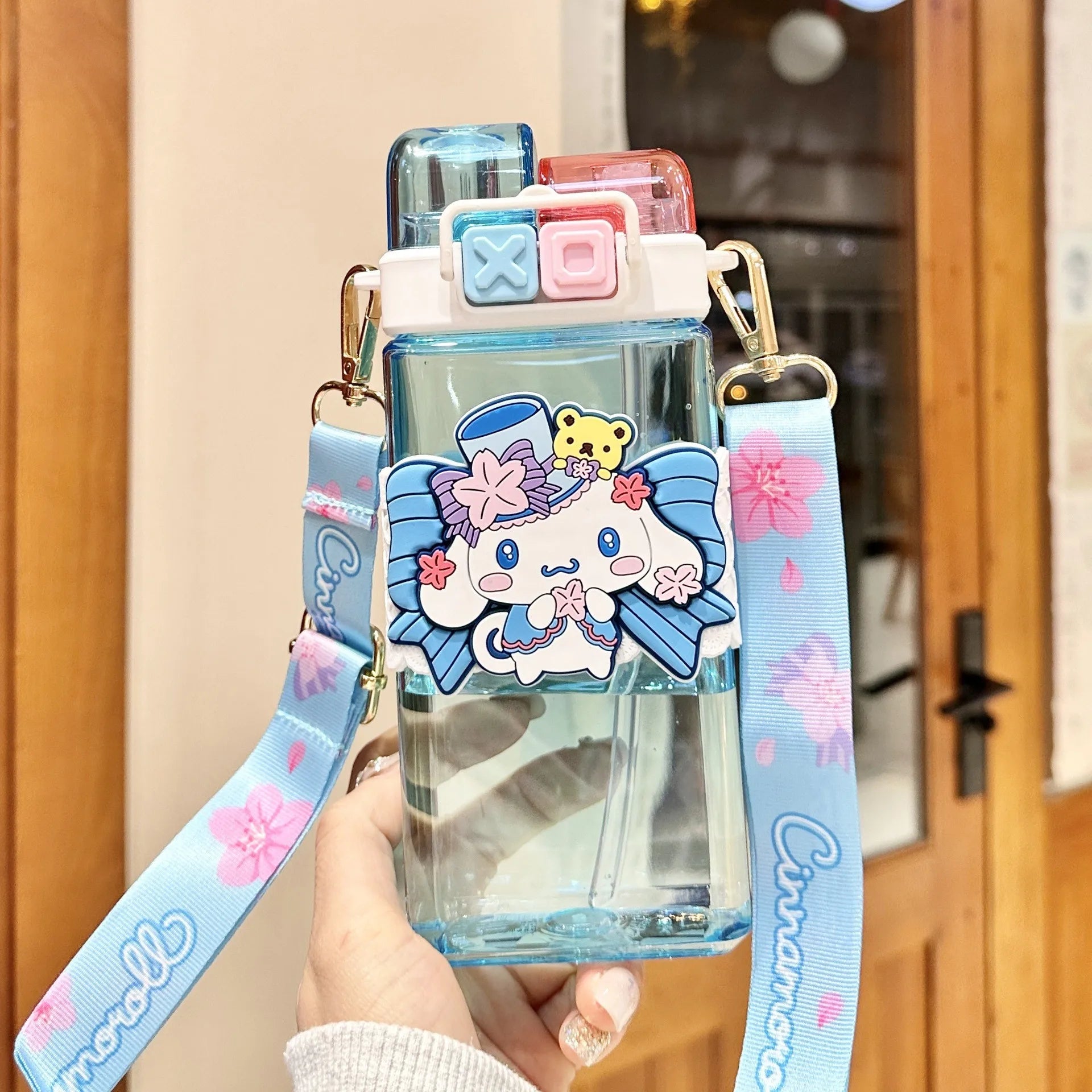 Hello Kitty Kuromi High-Quality Plastic Cup Convenient Carry-Handle Direct-Drink Cup Student & Casual Water Cup Water Bottle Qme 15