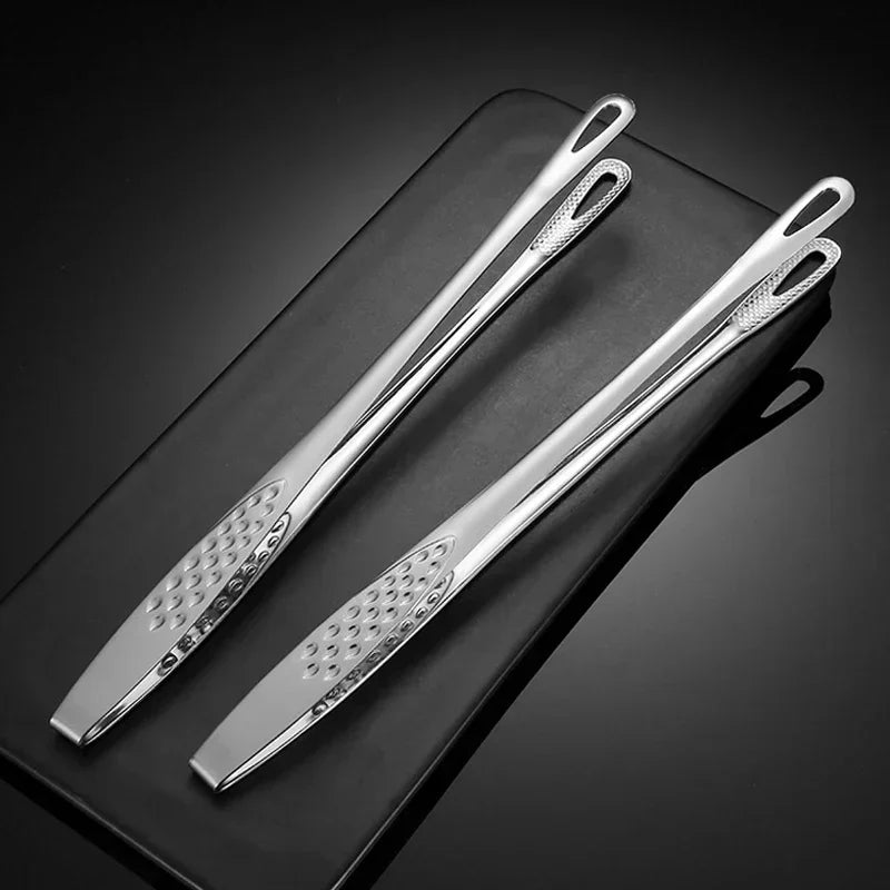 Stainless Steel Barbecue Tongs Kitchen Food Clip BBQ Grill Meat Qme