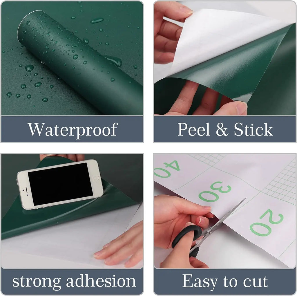 Waterproof Matte Wallpaper Green Vinyl Self-adhesive Stickers Wall Qme
