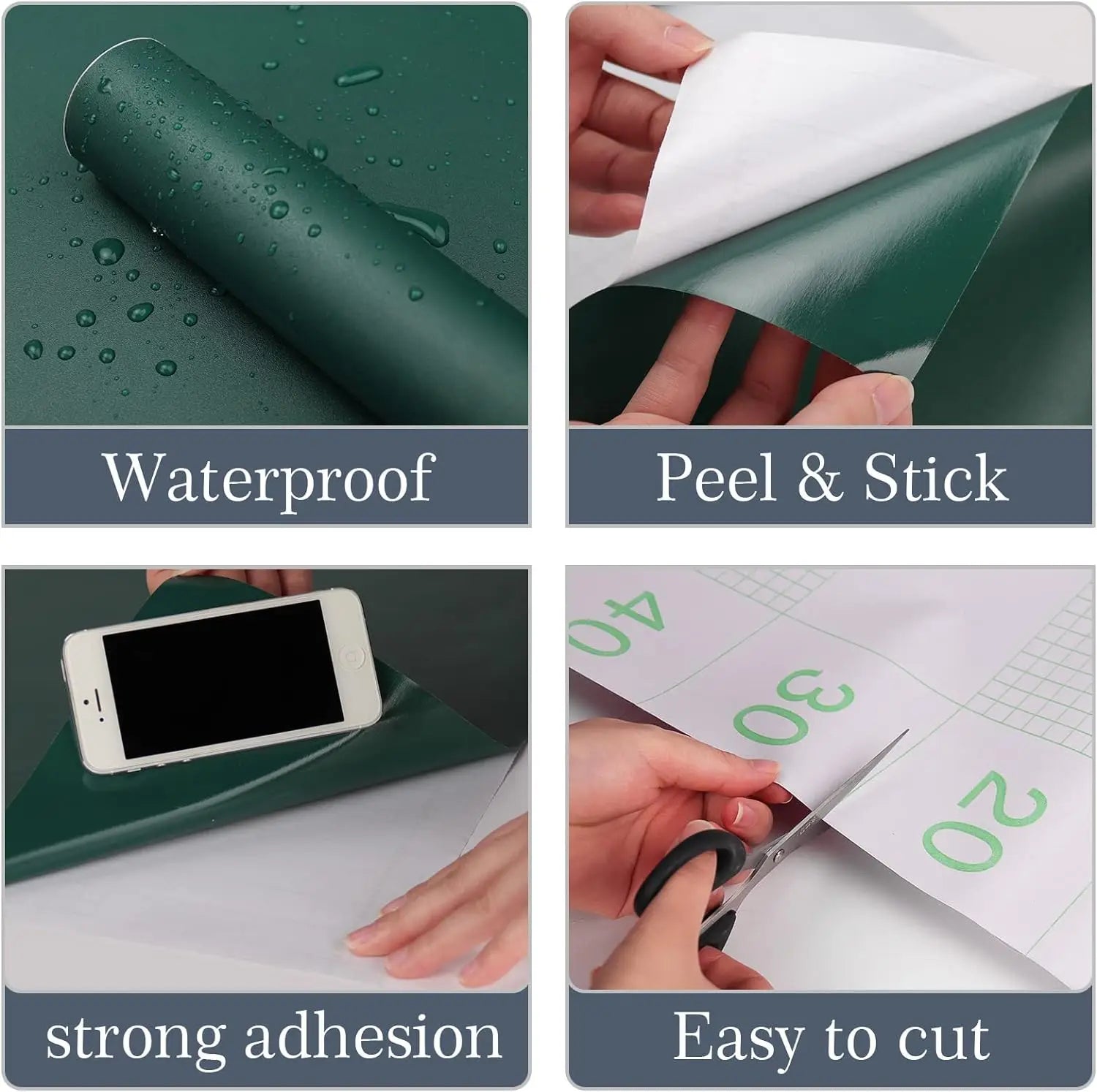 Waterproof Matte Wallpaper Green Vinyl Self-adhesive Stickers Wall Qme