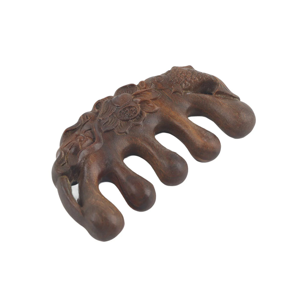 Meridian Wide Tooth Massage Comb Green Sandalwood Head Scalp Massage Comb for Neck Shoulder Hand Wooden Meridian Comb Qme